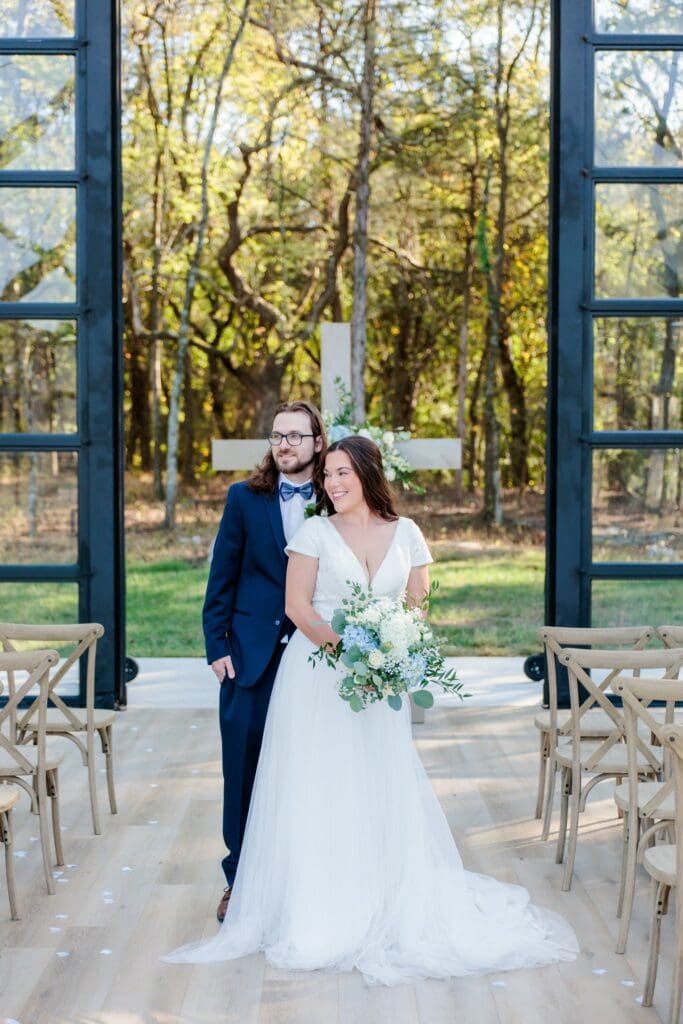 Just married photos of bride and groom at Jubilee Woods