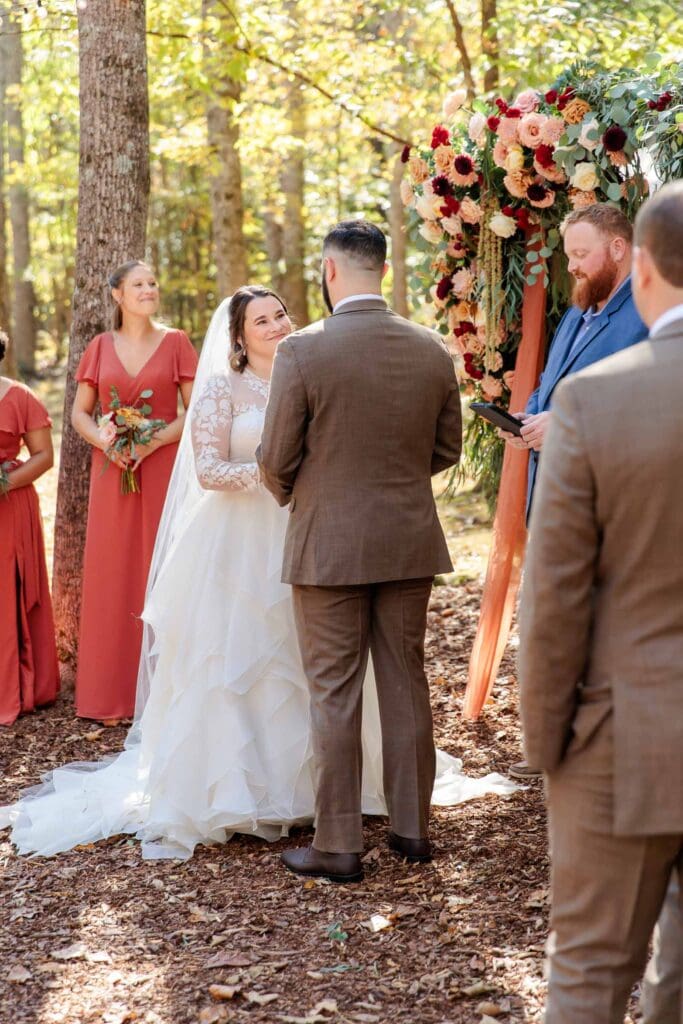 Bride looking at the groom