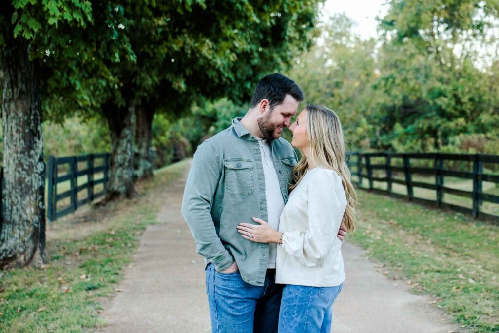 Beautiful engaged couple portraits in Middle Tennessee