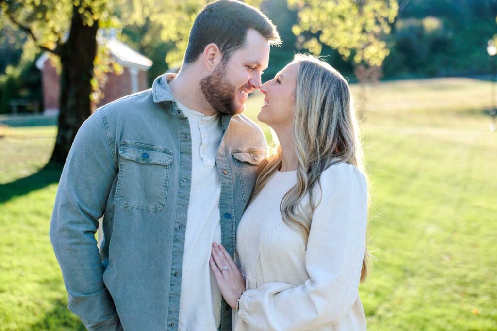 Golden Hour engagement portraits at Ravenswood Mansion in Brentwood