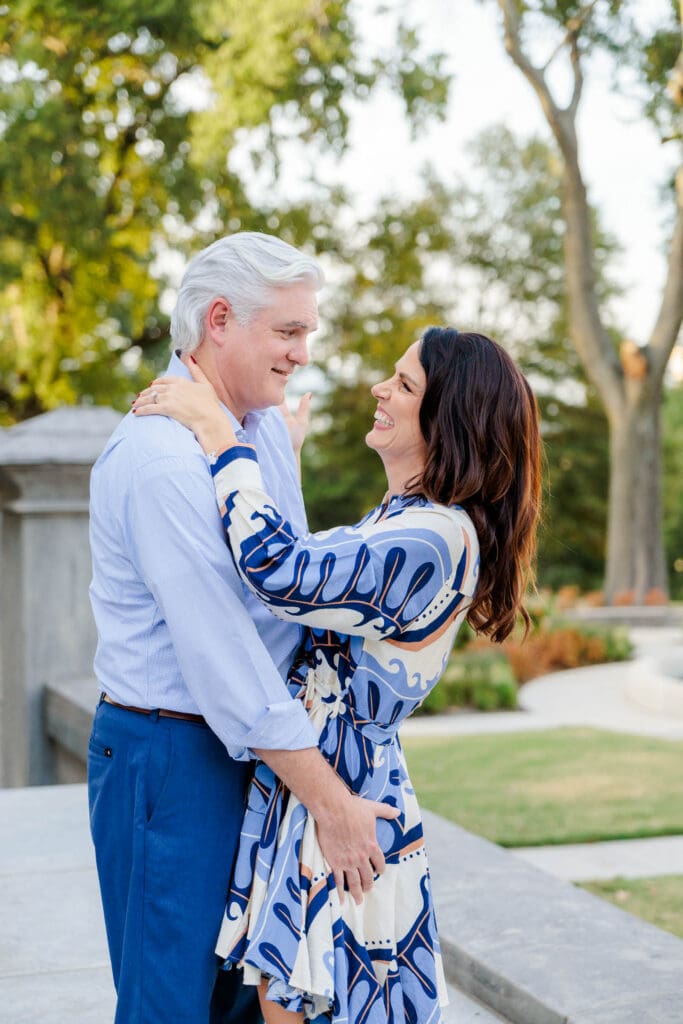 Couple enjoying time together during a Nashville photography engagement session