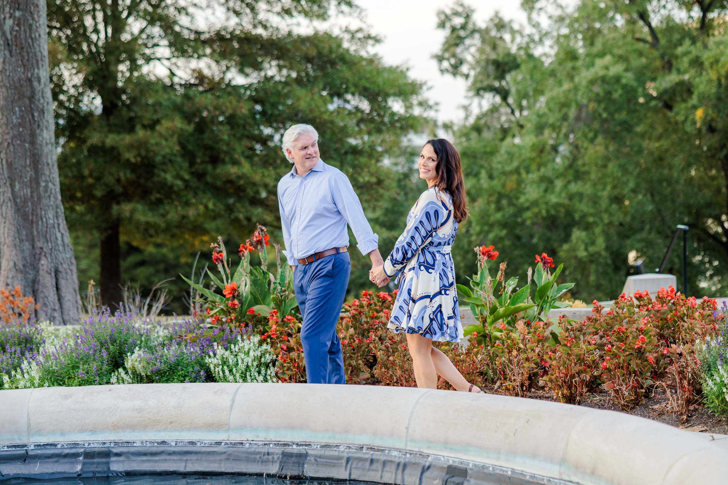 Sarah and Michael walking together through Downtown Nashville Park