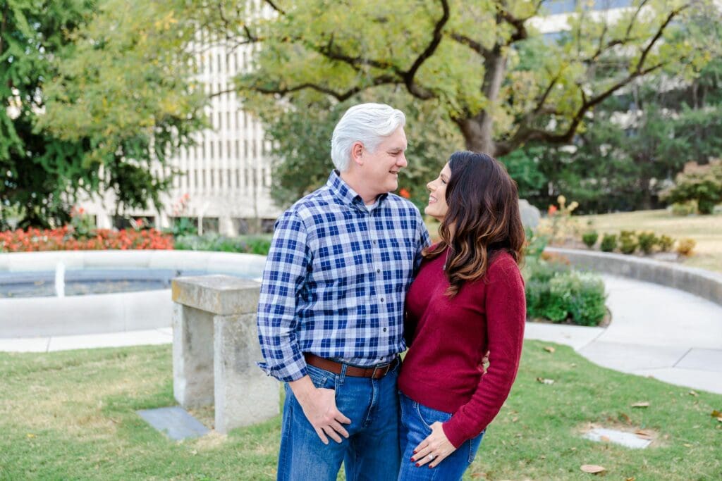 Sarah and Michael standing together in a Nashville park
