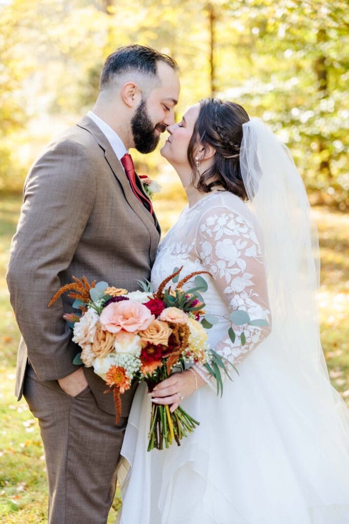 Beautiful fall just married photo at Firefly Lane