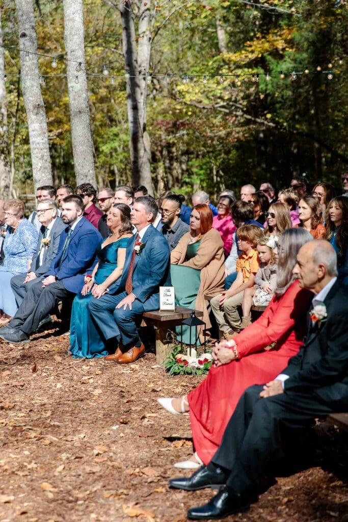 Wedding guests watching ceremony