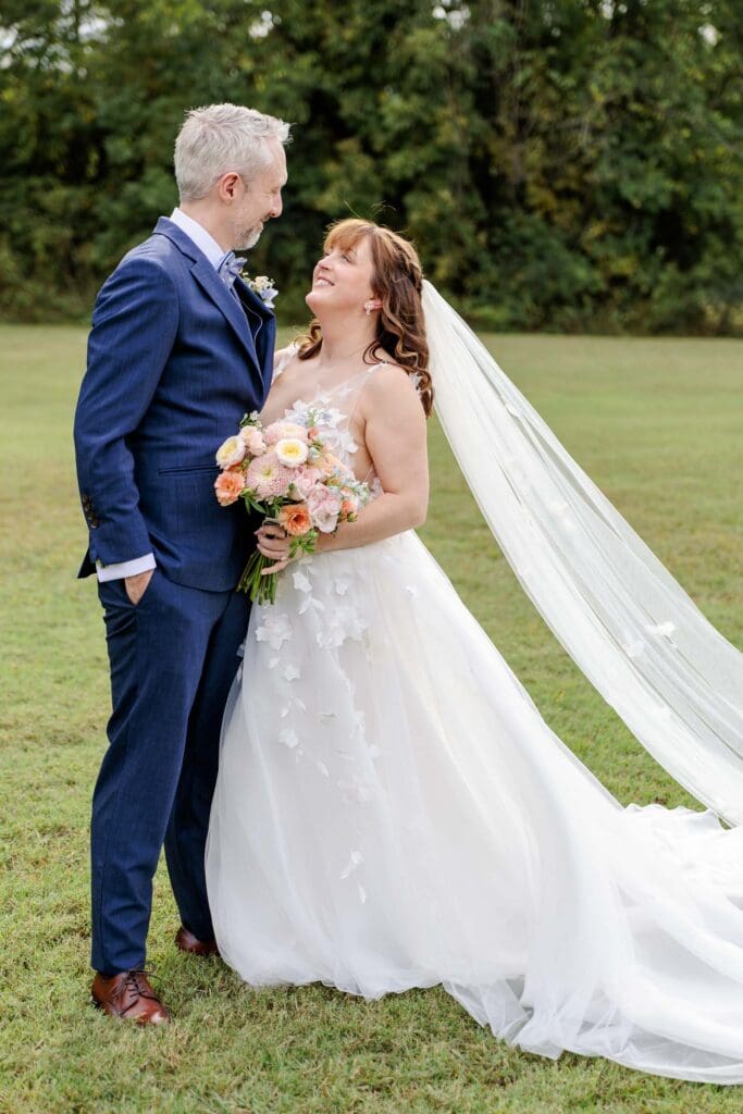 Beautiful outdoor portrait of bride and groom at Iriswoods in Mt. Juliet, Tennessee