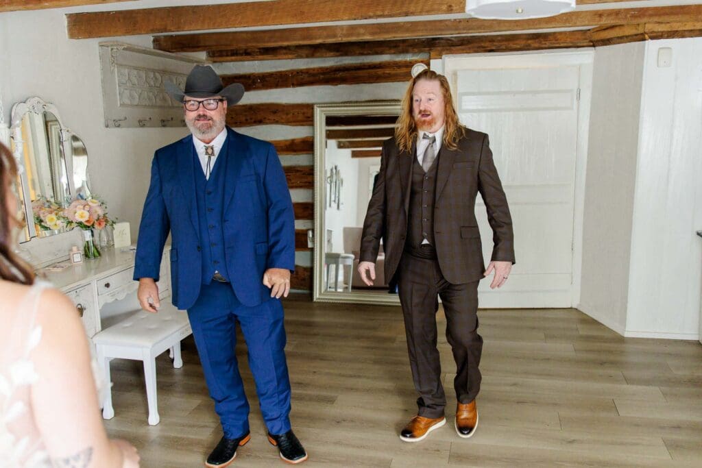 First look with bride's brothers at Iriswoods wedding and events in Mt. Juliet, TN