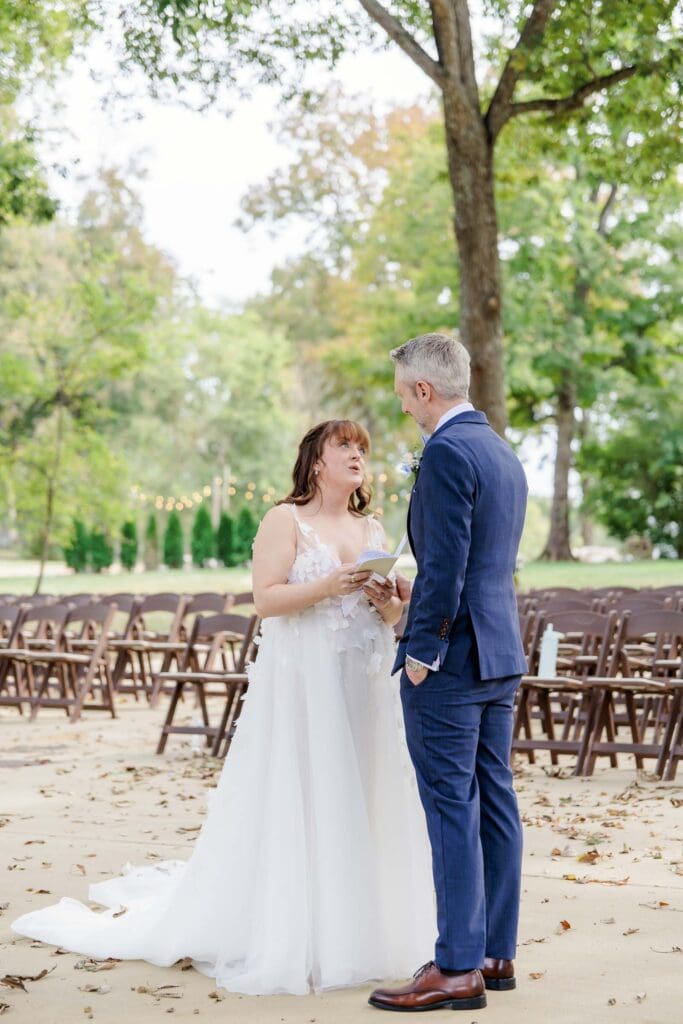 Bride private vows at Iriswoods in Mt. Juliett, TN