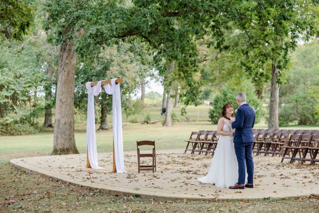 Bride and groom share private vows at Iriswoods in Mt. Juliet, TN