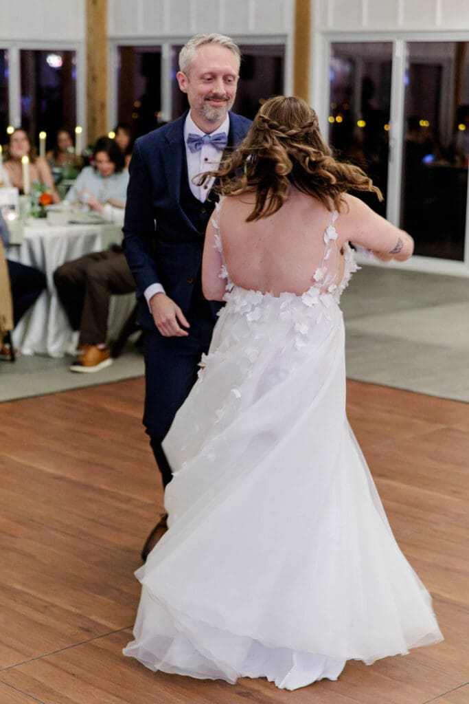 Bride and groom on dance floor at Iriswoods in Mt. Juliet, TN