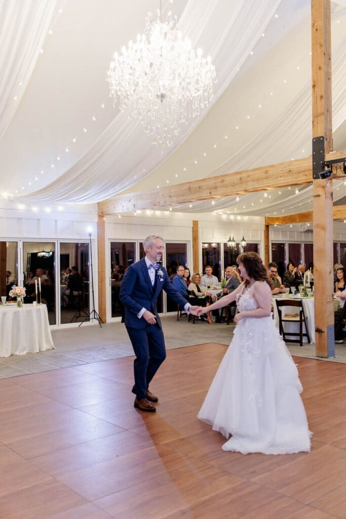 Bride and groom dancing at Iriswoods near Nashvillle