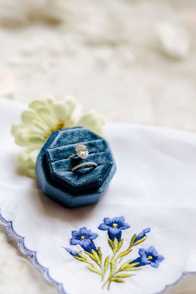 Beautiful photo of bride's rings at Iriswooods near Nashviille, TN
