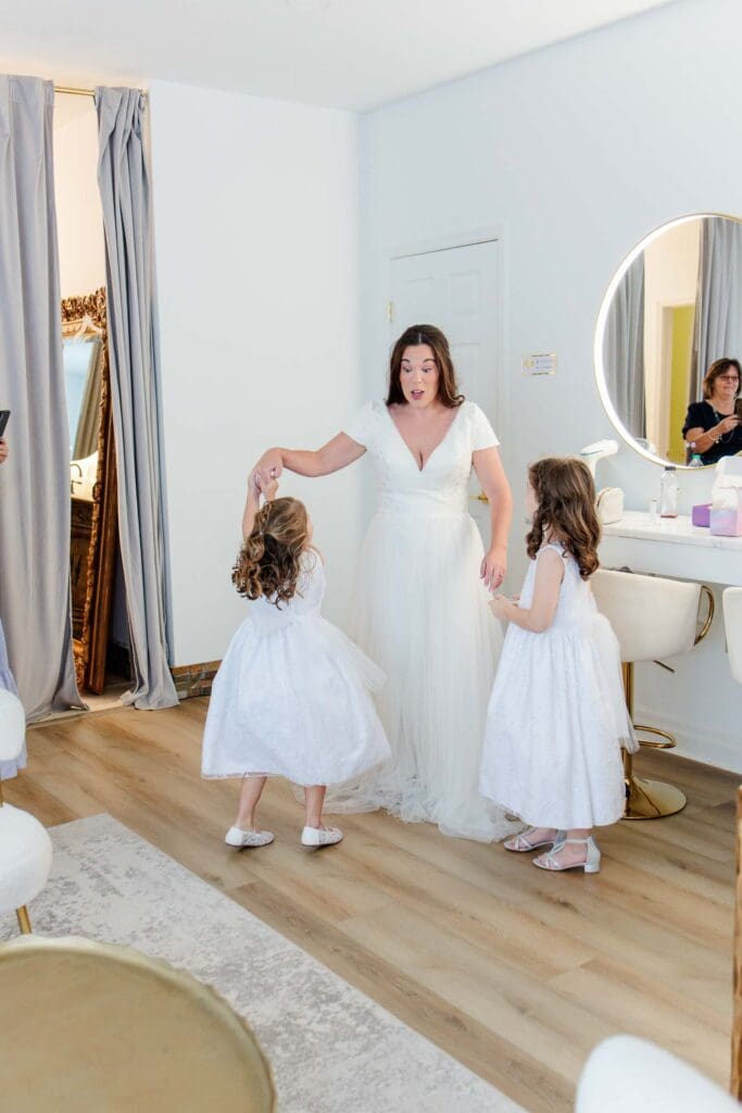 Bride Macy getting ready for her intimate wedding at Jubilee Woods in Lewisburg, Tennessee
