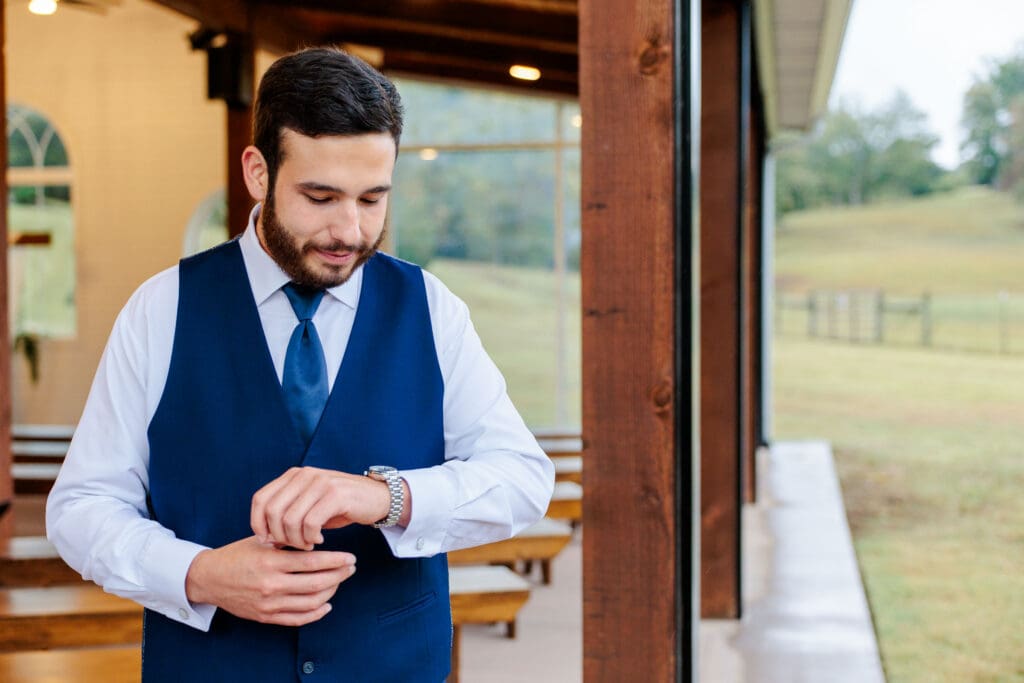 Groom portraits at Paradise Ranch and Retreat in Springfield, Tennessee