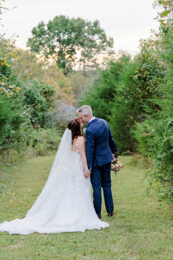 Bride and groom sharing a kiss at Iriswoods in Mt. Juliet, Tennessee