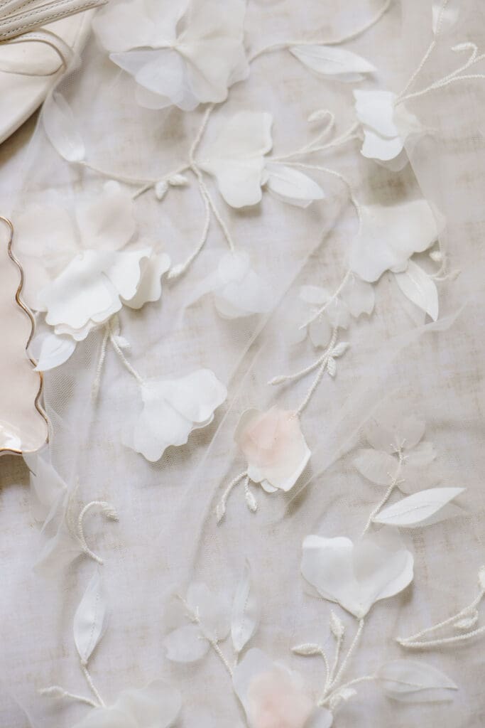 Close-up of the bride's wedding veil at Iriswoods wedding venue in Tennessee