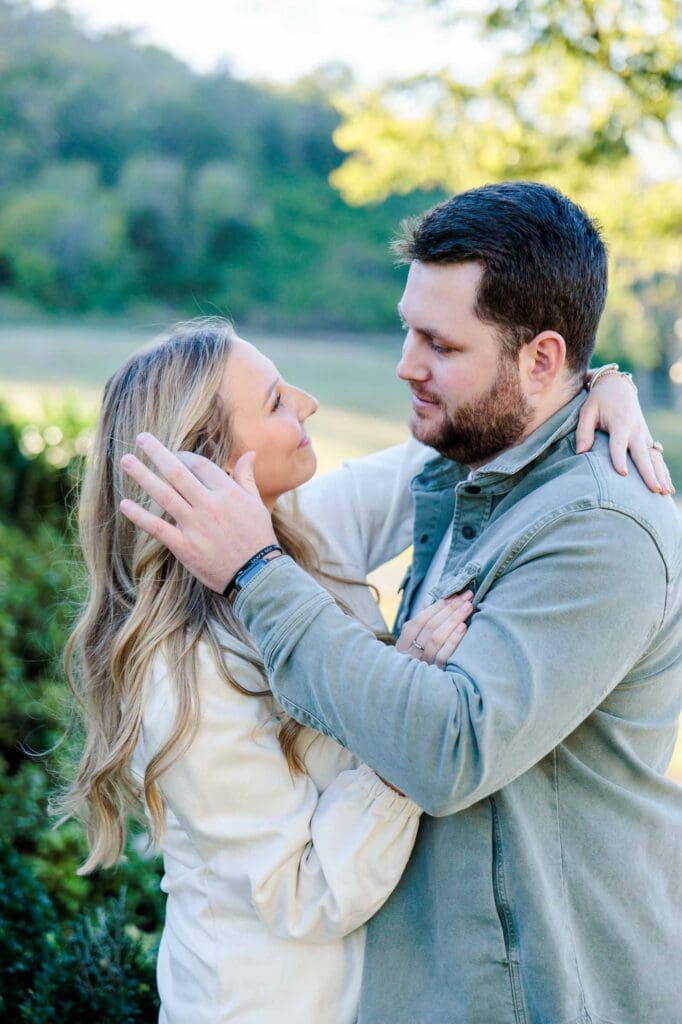 Engaged couple portraits at Ravenswood Mansion