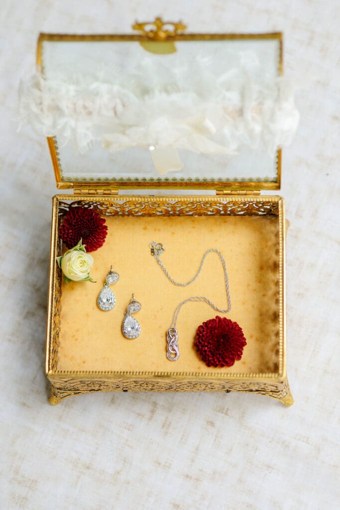 Bridal jewelry photographed at a Paradise Ranch and Retreat wedding