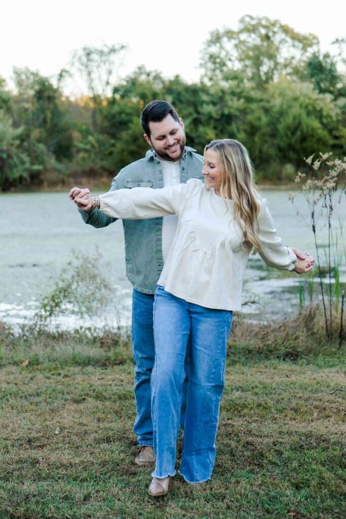 Engaged couple fun portraits at Ravenswood Mansion