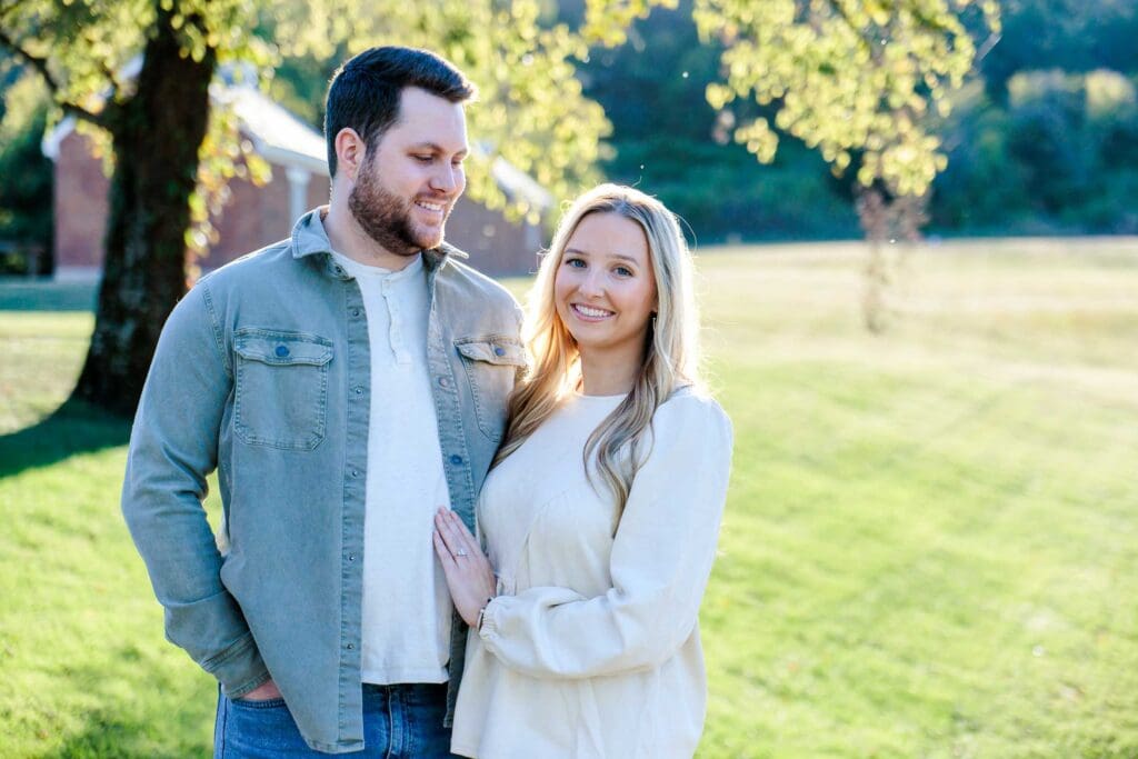 Golden hour engagement photos at Ravenswood Mansion