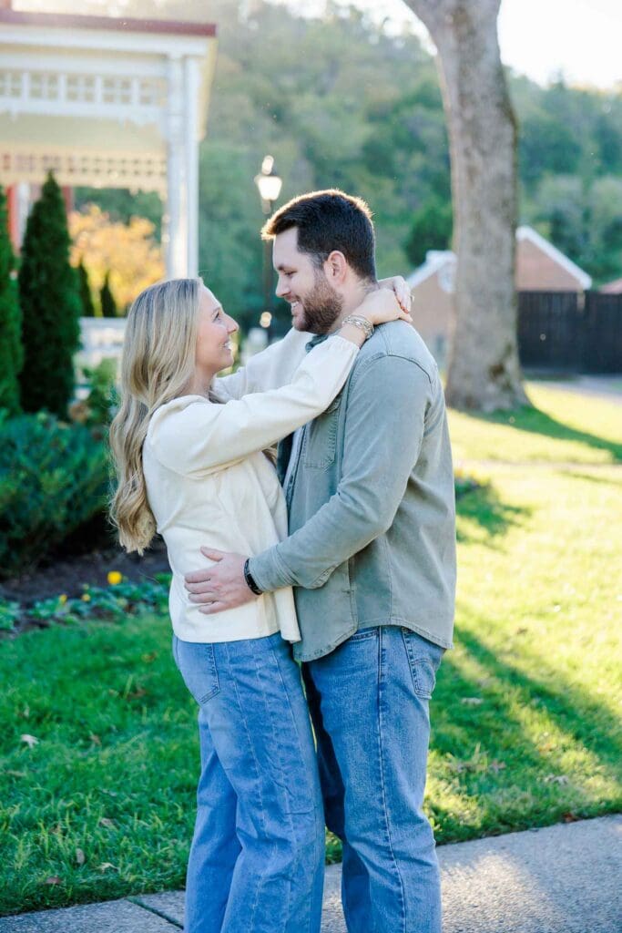 Lovely engaged couple at Ravenswood Mansion