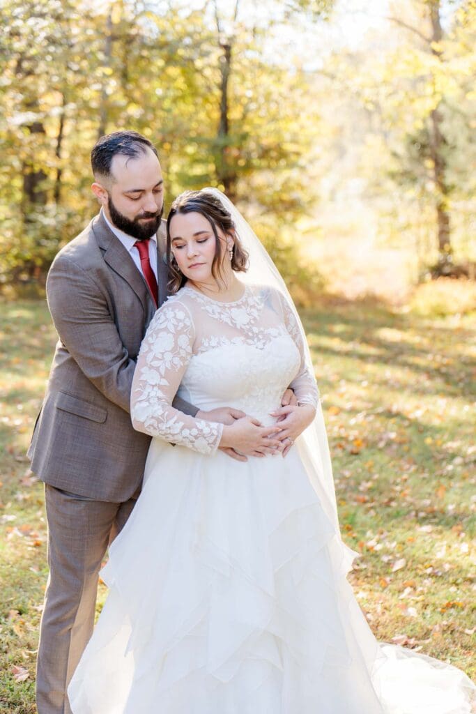 Intimate and romantic Fall just married photo near Nashville